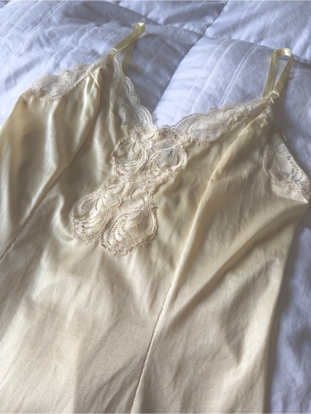 Vintage Bari Yellow Lace Trim Slip Dress